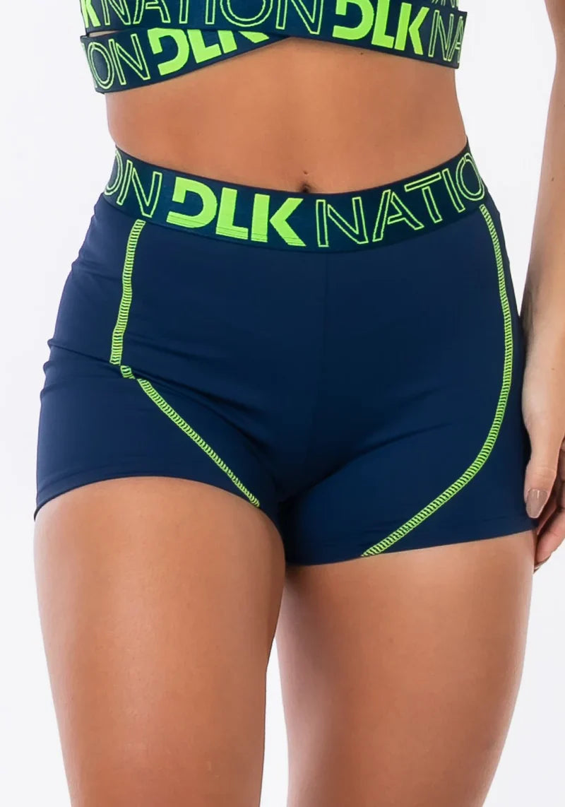 KIT TOP + SHORT NATION COM ELÁSTICO NA CINTURA AZUL MARINHO