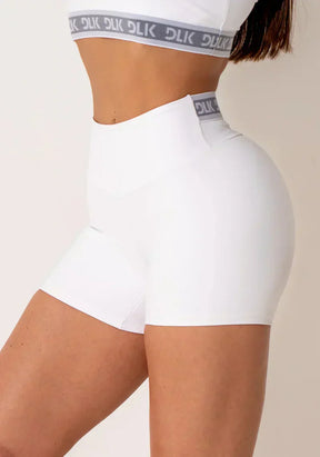 SHORT + TOP FITNESS FEMININO BRANCO COM ELÁSTICO CANELADO NAS COSTAS INTENSE