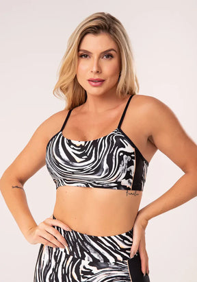 TOP E SHORT FITNESS FEMININO ESTAMPADO ANIMAL PRINT NEON LARANJA PRINTED