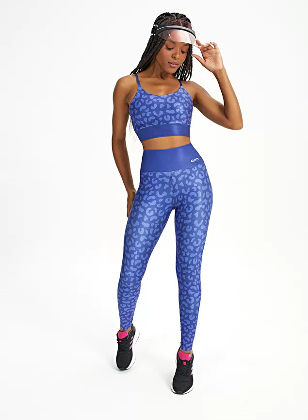 Legging feminina fitness jaguar azul