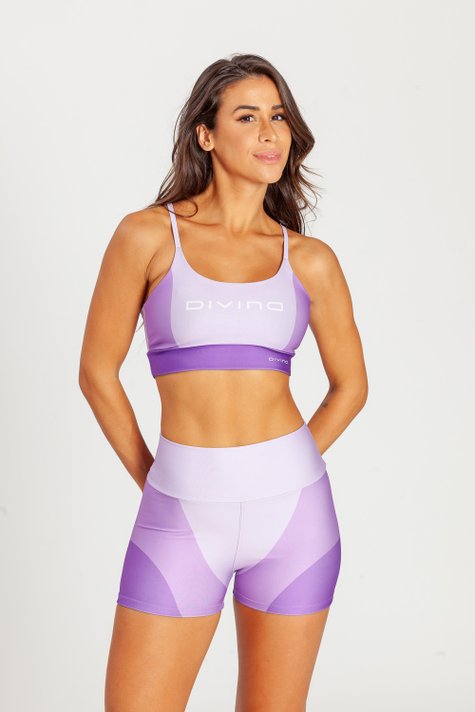 Top Alcinha Três Cores Roxa Poliamida+Legging Três Cores Roxa Poliamida