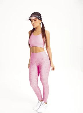 Conjunto Feminino Fitness Legging + Top Básico Rosa Arm