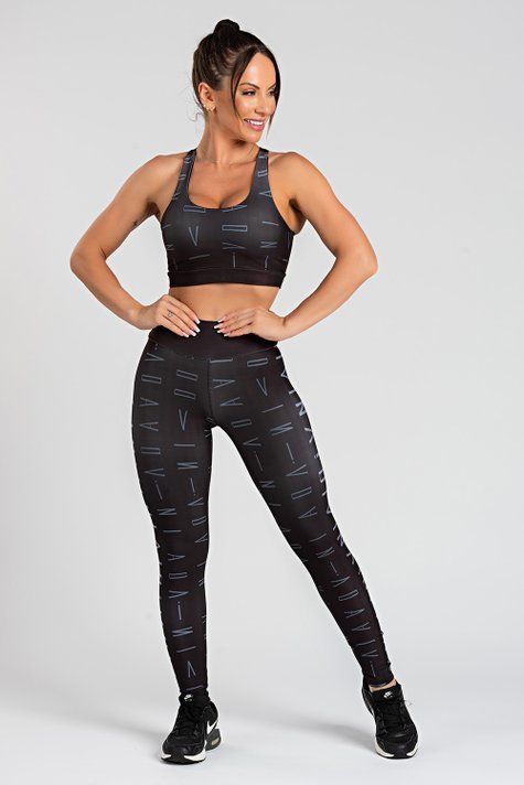 Top Estampa Divina Preto + Legging Estampa Divina Preto